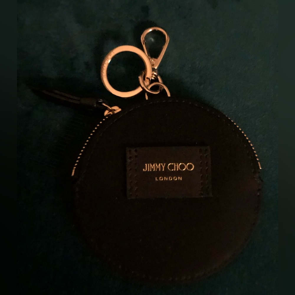 Jimmy Choo Round Keychain and Coin Purse in Black